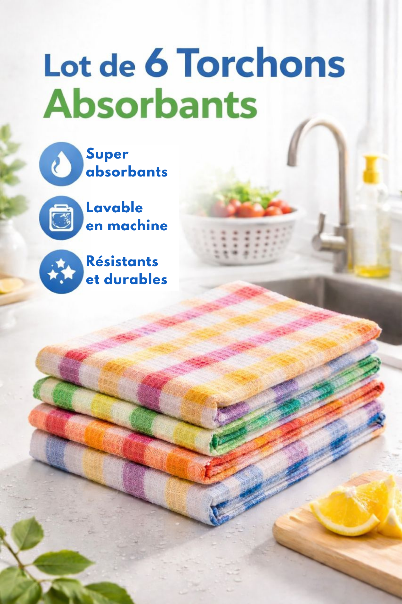 Lot de torchons de cuisine – absorbants, résistants et multi-usages