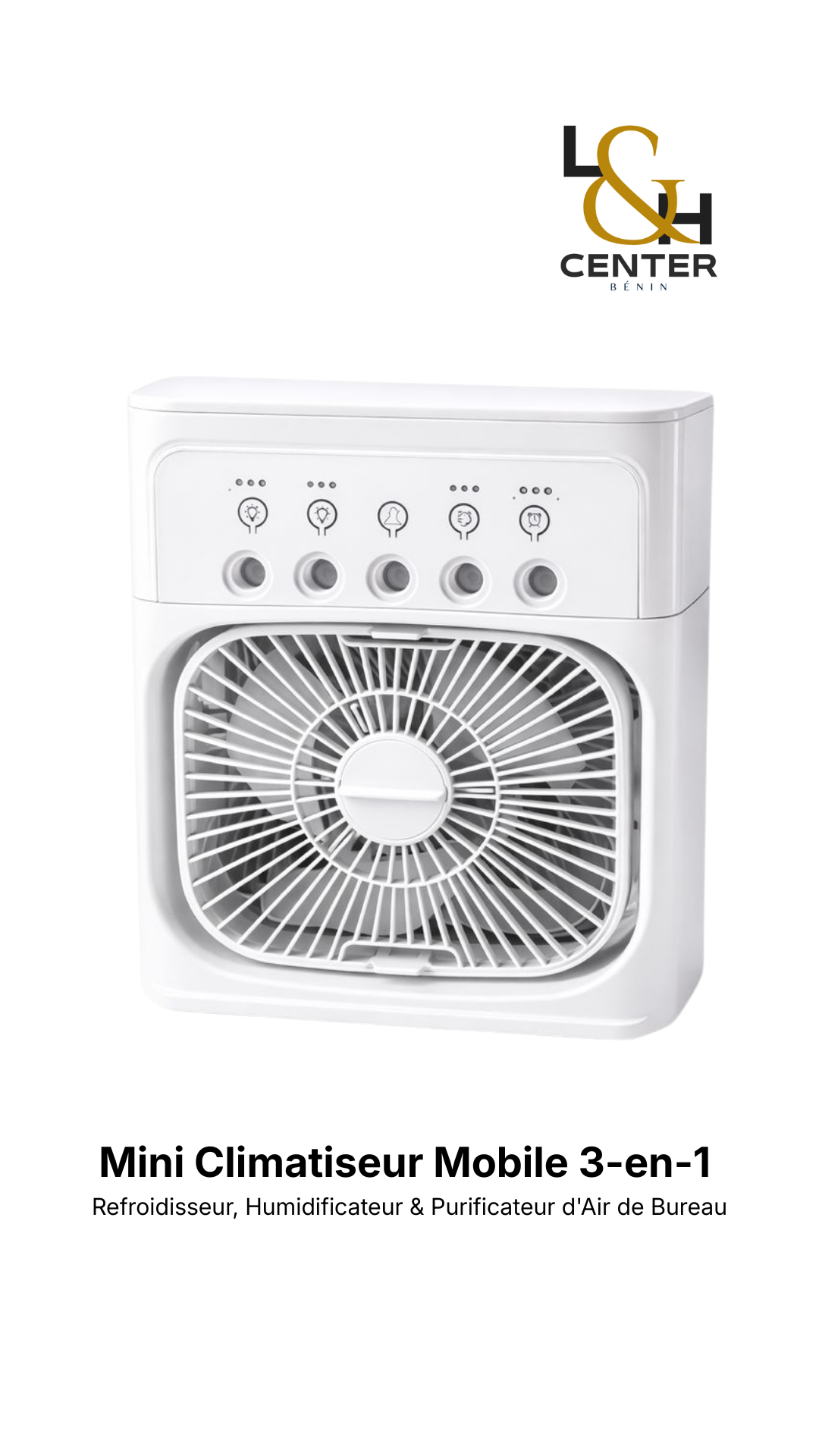 Mini Climatiseur Mobile 3-en-1 : Refroidisseur, Humidificateur & Purificateur d'Air de Bureau