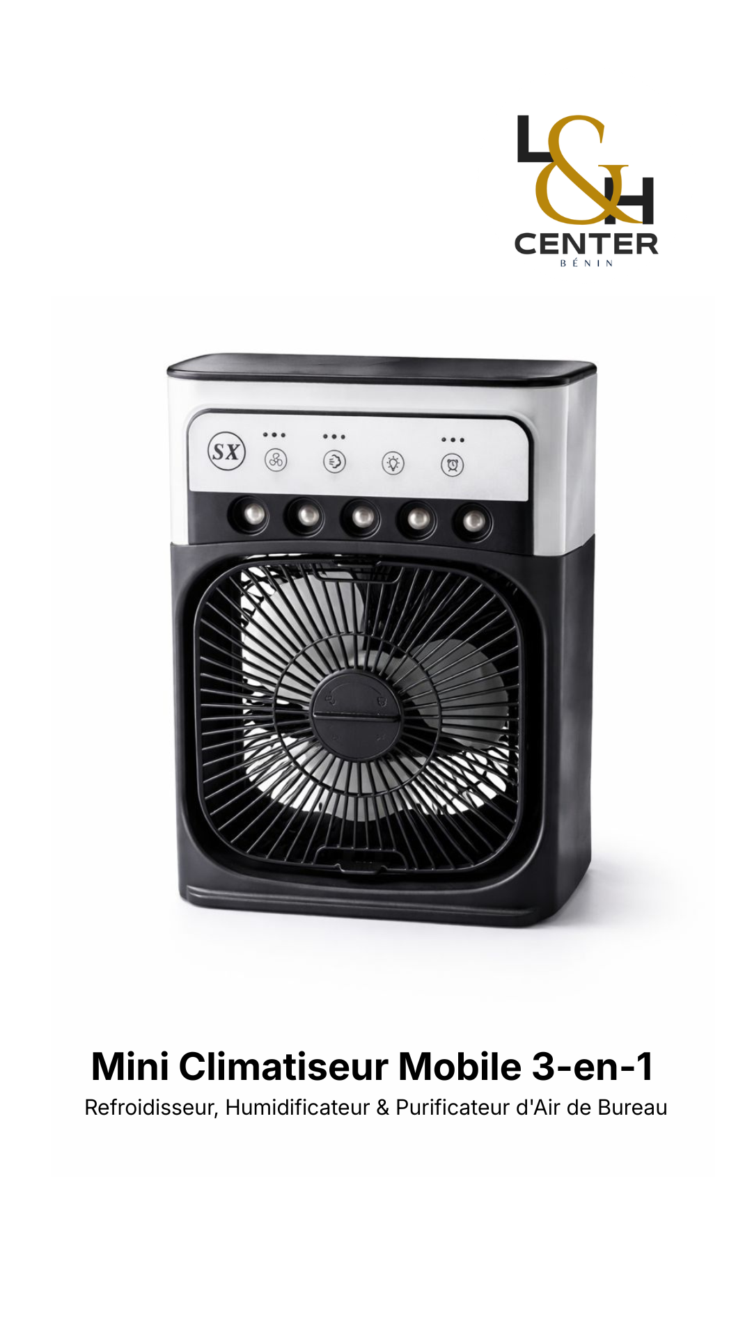 Mini Climatiseur Mobile 3-en-1 : Refroidisseur, Humidificateur & Purificateur d'Air de Bureau