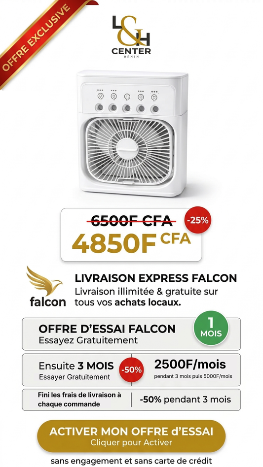 Mini Climatiseur Mobile 3-en-1 : Refroidisseur, Humidificateur & Purificateur d'Air de Bureau
