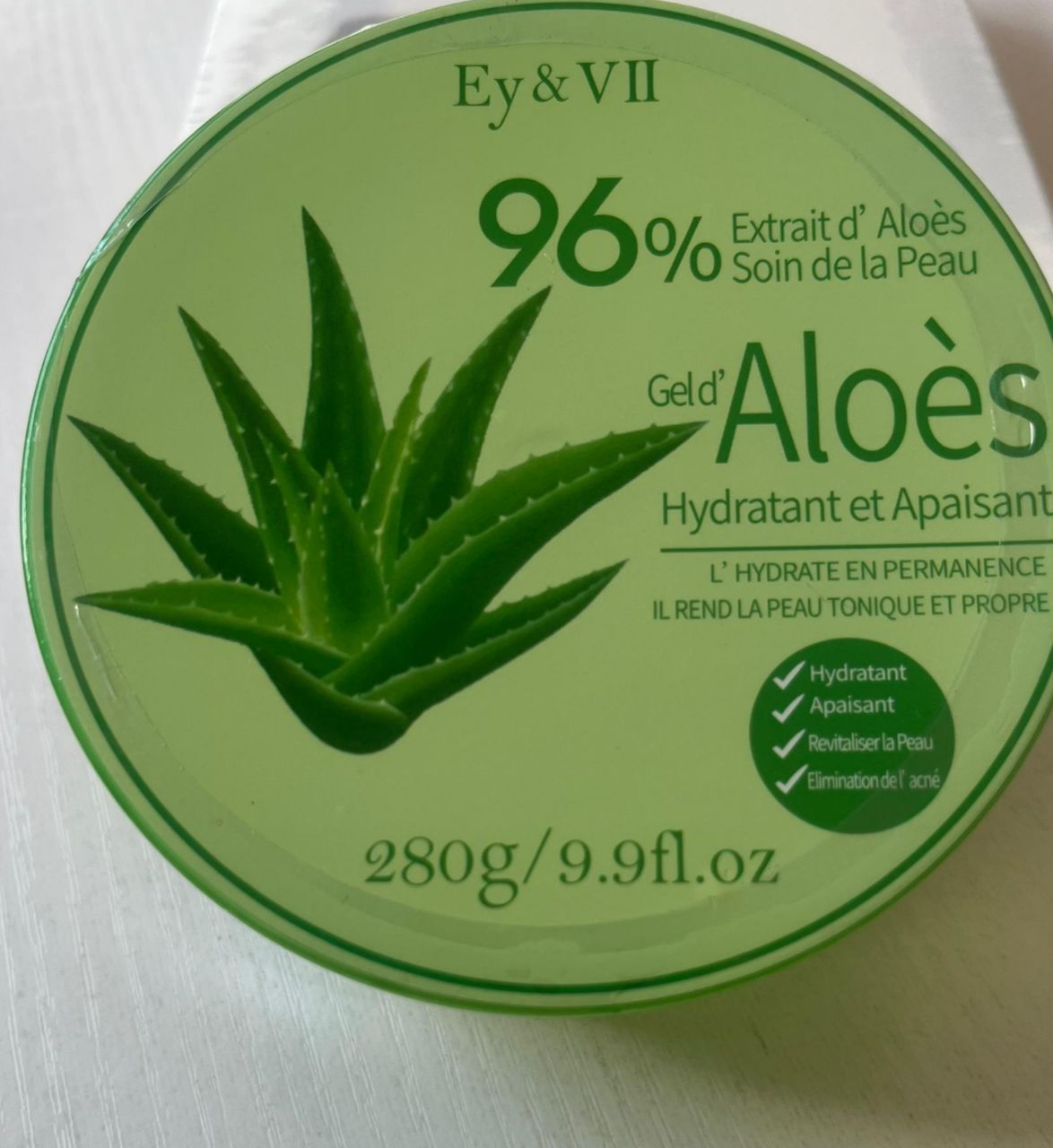 Gel d'Aloès Vert Ey & VII - Hydratation Intense & Action Anti-Acné - 280g