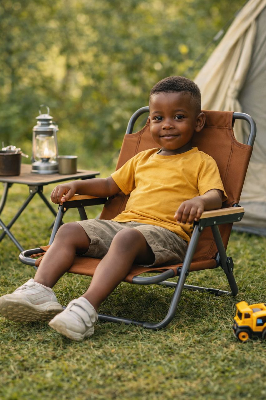 Chaise de camping enfant pliante – légère, confortable avec accoudoirs, idéale extérieur & loisirs.