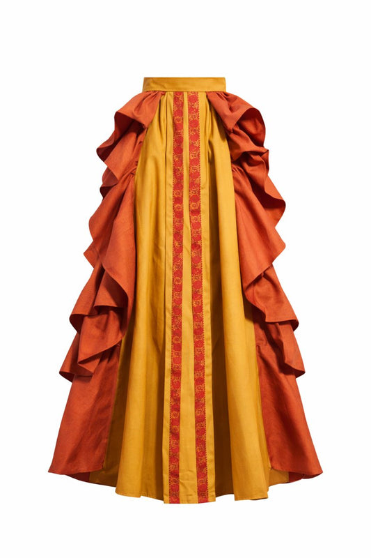 Jupe de Gala "Flamme d'Afrique" à Volants Sculpturaux – Haute Couture Textiles d’Afrique